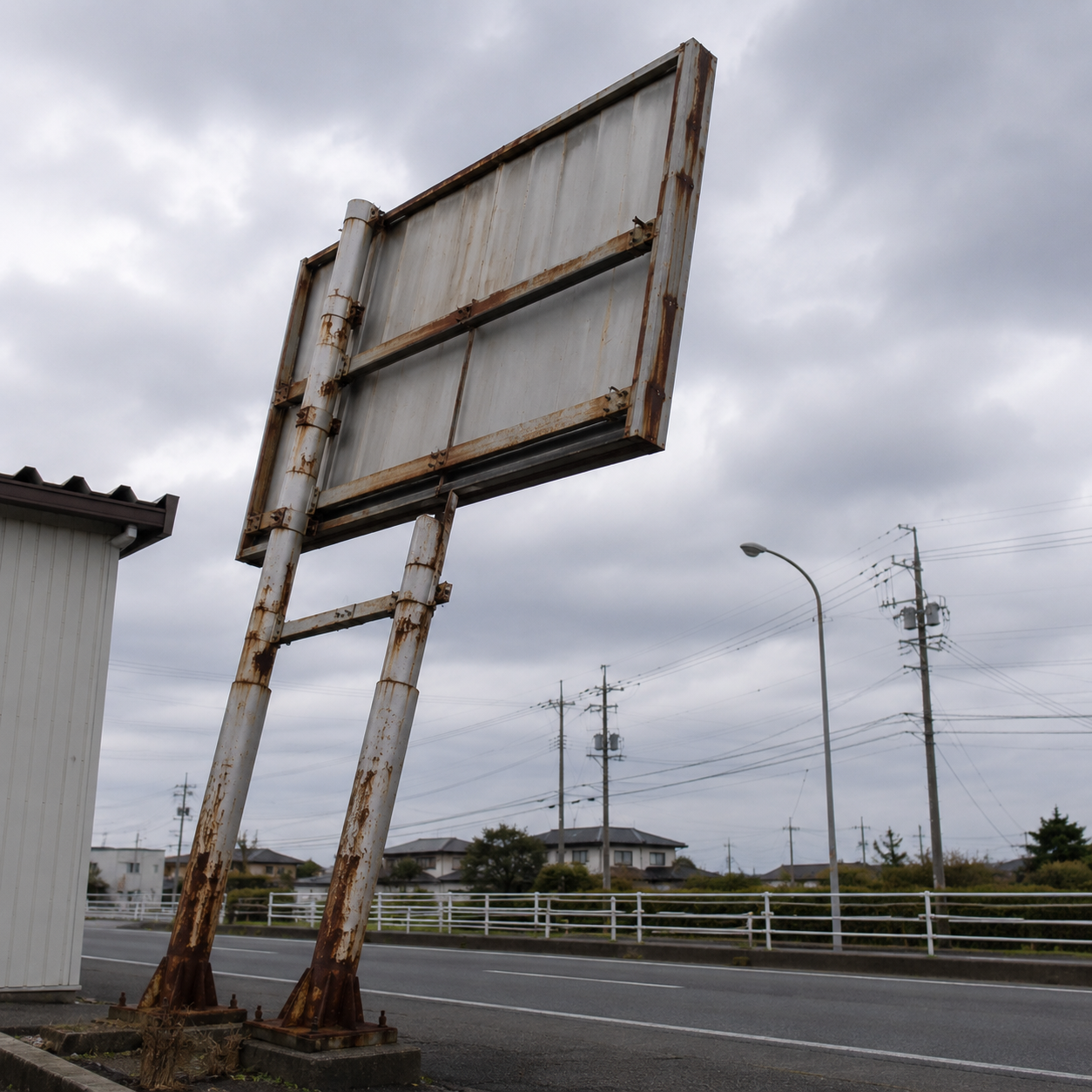 傾きやぐらつきがある看板